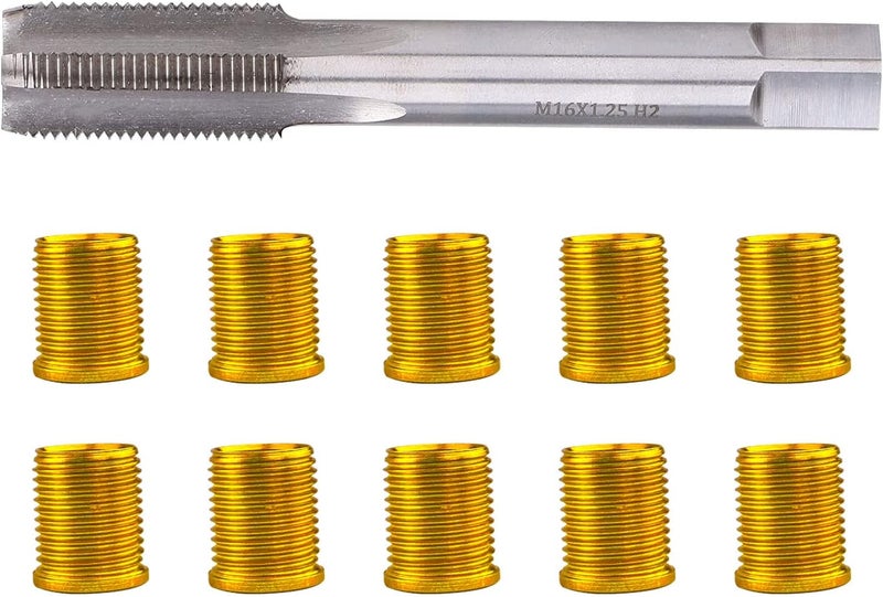 Flylin Spark Plug Thread Repair Tool Kit - Small Engine Gasoline Metal M14x1.25 Inserts and M16x1.25 Tap - Image 1